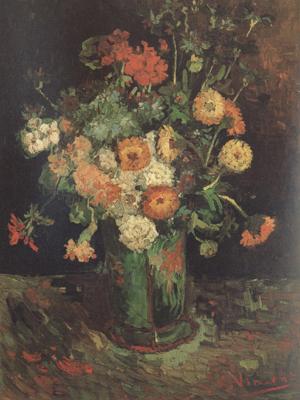 Vincent Van Gogh Vase with Zinnias and Geraniums (nn04) Sweden oil painting art